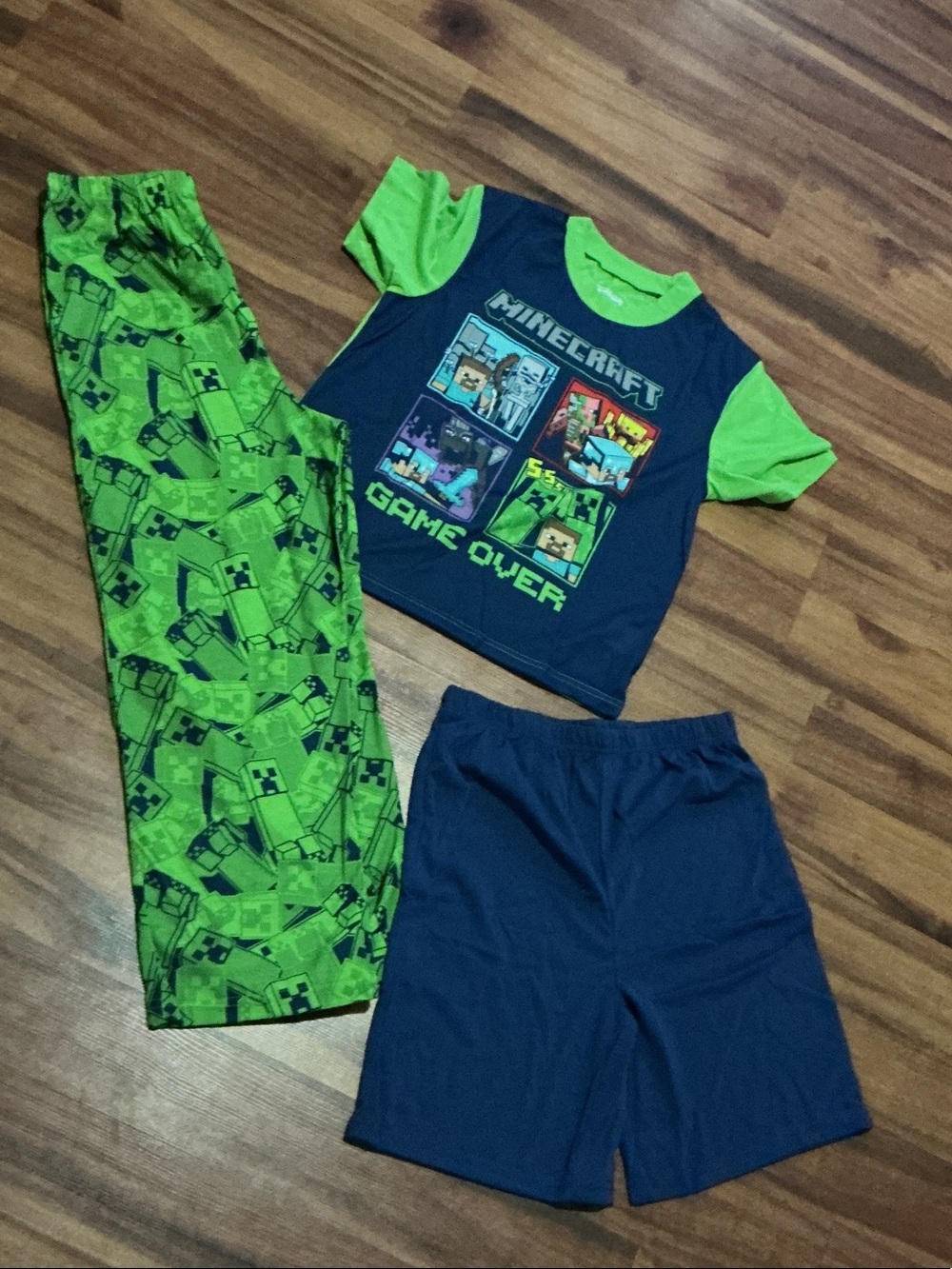 Kids 'Game Over' Green & Navy Pajama Set sz 12 Minecraft